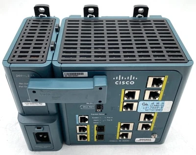 CISCO IE-3000-8TC INDUSTRIAL ETHERNET SWITCH w/ EXP DC MODULE - Image 1 of 4