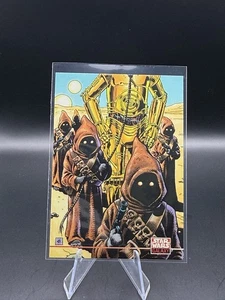 1993-95 Topps Star Wars Galaxy Promos #P4 Dave Gibbons/C-3PO and Jawas - Picture 1 of 2