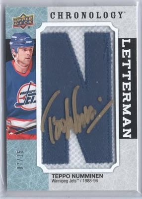 2018-19 Upper Deck Chronology Teppo Numminen Letterman Auto L-WI-TN - Image 1 of 2