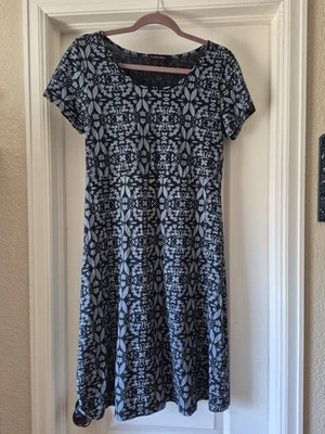 Vestido Camiseta Fresh Produce Azul Marino Algodón Tropical Floral Manga Corta Talla XS Foto 1 de 4