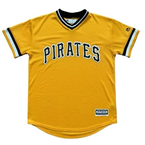Pittsburgh Pirates Youth L 14/16 ≈ Damen S Majestic Cool Base Trikot gelb  - Bild 1 von 9