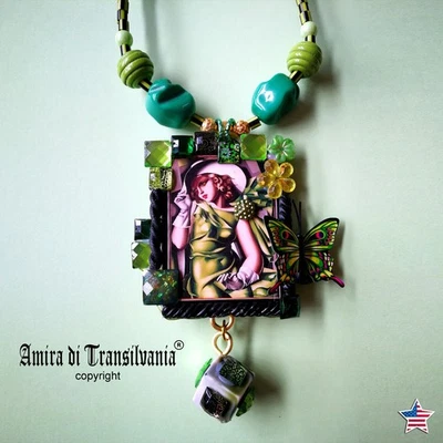 Ladies Jewel Pendant Butterfly Flower Necklace Luxury Jewellery Charm Art Deco - Image 1 of 4