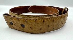 Cinghia da cintura vintage Lucchese originale struzzo B1766 marrone USA 34” x 1,5” senza fibbia - Foto 1 di 13