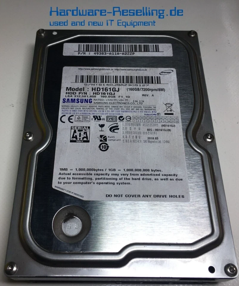 Samsung Spinpoint F1 Dell SATA 3,5" 160GB 7200RPM 300MB/S 8MB HD161GJ - Imagen 1 de 1