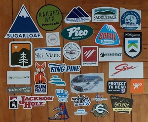 Lote de 30 pegatinas de colección Diff Ski Snowboard Resort SUGARLOAF Jackson Hole STOWE - Imagen 1 de 1