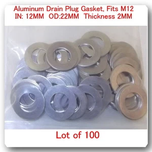 LOT 100 Aluminum Oil Drain Plug Gasket ID:12MM OD:22MM Fits: Toyota 90430-12027 - Picture 1 of 2