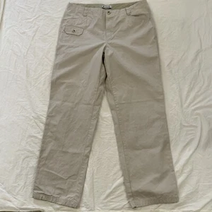 Columbia Women’s Sz 14 Khaki 100% Cotton Straight Leg Pants Camping Hiking - Picture 1 of 17