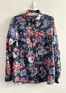 Camisa ligera Gap Top para mujer floral de algodón con botones calce de novio talla L - Imagen 1 de 6