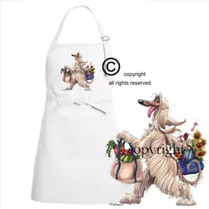 Delantal completo de chef de cocina arte dibujos animados lindo perro perro afgano para ir de compras - Imagen 1 de 2