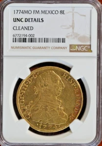 Spain Colonial Mexico 1774 FM Gold MONEY COIN 8 Escudos NGC Luster Eye Appeal - Picture 1 of 3