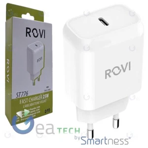 Rovi Mains Charger 25W Type-C Pd Fast Charger Quick Usb-C ST776 White - Picture 1 of 3