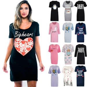 Camisón Camisón Mujeres Algodón Damas Manga Corta Estampado Camisón Ropa de dormir - Imagen 1 de 59