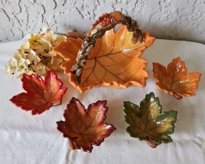 Bella Casa Autumn Leaf Bellon Snack Servir 5 Piezas Set Otoño Ganz Foto 1 de 4