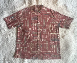 KAHALA Red Short Sleeve Button Cotton Hawaiian Shirt Men - Size XL - Picture 1 of 7