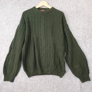 80s Vintage Woods Gray Ramie Sweater Mens L Stone Haven Green Geo Chunky Grandpa - Picture 1 of 13