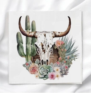 Western Cow Skull Fabric Panel for Quilting Crafting Sewing Quilt Block - Picture 1 of 2