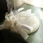 White Women Lace Fascinator Hat Feather Cocktail Wedding Tea Party Church Hats