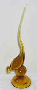 Viking Glass Long Tail Bird ~10” Amber 1311 Vintage MCM No Chips/Cracks 🍁AUTUMN - Picture 1 of 11
