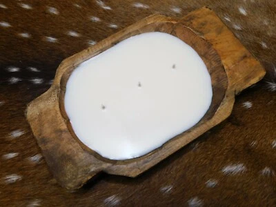 Tazón de masa de madera tallada vela de cera de soja perfumada MADERA DE BORBON zanjadora 1 lb Foto 1 de 4