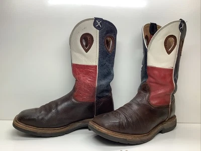 MENS TWISTED X WORK SQ TEEL TOE  BUCKAROO SQUARE TOE BROWN  BOOTS SIZE 8 EE - Image 1 of 4