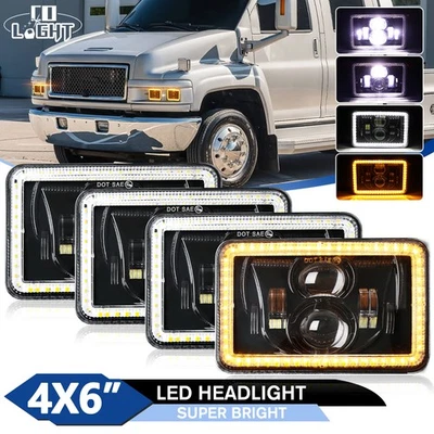 Faros LED de haz alto/bajo H4 4 piezas aptos para GMC C4500 C5500 Topkick 2003-2009 DOT 4x6" Foto 1 de 4