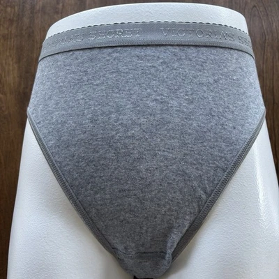 Vintage Victoria's Secret 100% Cotton Hi-Leg Brief Panty Heather Gray Small 99 - Image 1 of 4