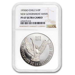 1976-So Chile Silver 10 Pesos PF-67 Ultra Cameo NGC - Picture 1 of 3