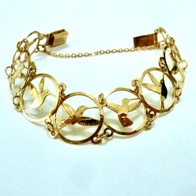 Pulsera Colibrí Wild Bryde Placa Oro 14K con Cadena de Seguridad Foto 1 de 4