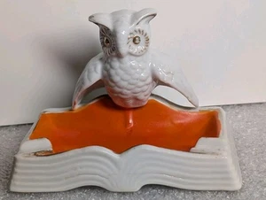 Vintage Owl On Book Ashtray Trinket Dish Made Japan Rare - Bild 1 von 14