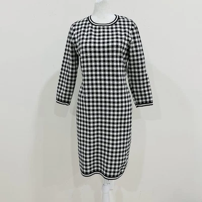 Lauren Ralph Lauren Blanco y Negro Cuadros Vaina Suéter Vestido Talla L Foto 1 de 4