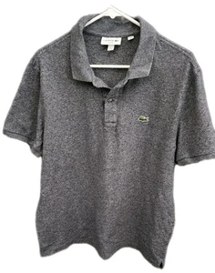 Polo tejido manga corta Lacoste XXL ajustado gris jaspeado oscuro para hombre - Imagen 1 de 6