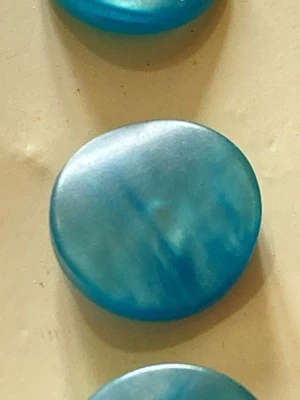 VTG Marbled Blue Curved Outward Center Plastic Buttons Shank 3/4" 3 NEW on Card - Image 1 of 4