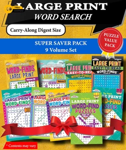 KAPPA Super Saver LARGE PRINT Word Search Puzzle Pack-Set of 9 Carry-Along - Foto 1 di 4
