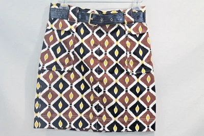 Falda Preppy Tory Burch Academia para Mujer Talla 4 Marrón Cinturón Solapa Bolsillo Foto 1 de 4