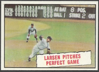 1961 TOPPS BASEBALL #402, Larsen Pitches Perfect Game, NM-MT--AWESOME! - Image 1 of 2