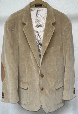 Abrigo Blazer Chaqueta Deportivo Pana De Colección Para Hombres 40R Parches en el Codo Tostado Foto 1 de 4