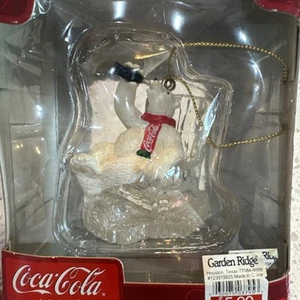 Coca Cola Ornament Polar Bear Drinking Coke In Ice Chair - Picture 1 of 5