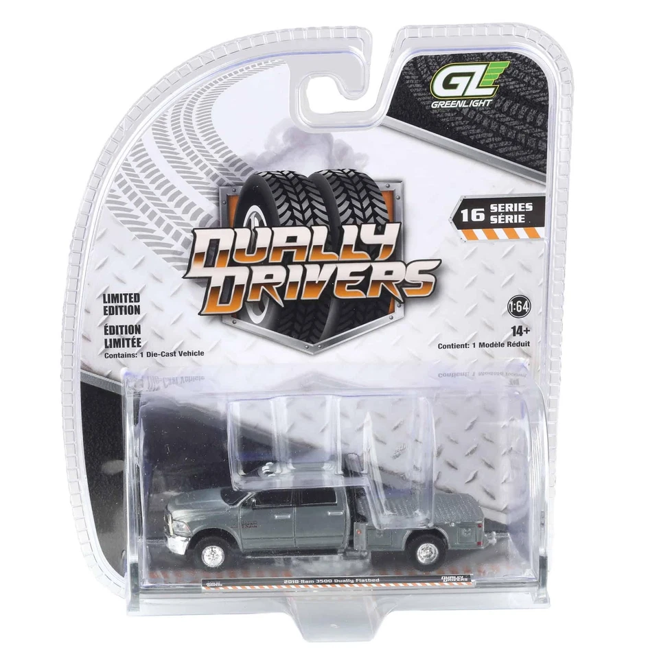 Raw Chase 1/64 2018 Ram 3500 Dually Flatbed Truck, Dually Drivers #16 46160-C - Immagine 1 di 3