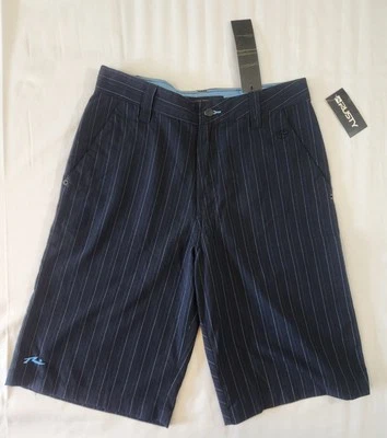 Rusty Brand Mens Shorts Size 29 Bermuda Striped Navy Blue Embroidered Nwt - Image 1 of 4
