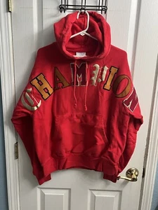 CHAMPION Hoodie Herren Medium Rot Reverse Weave Spell Out Vintage Pull Over - Bild 1 von 8
