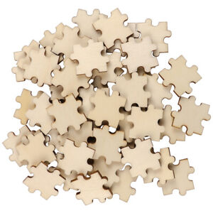 50pcs DIY Blank Wood Puzzle Pieces for Crafting & Weddings