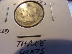Collectible Antique Post US Civil War Era 3 Cent Piece - 1867 - C/N - $7 s/h - Picture 1 of 2