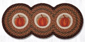 Corredor de mesa tricírculo de yute trenzado. Alfombras de tierra. CALABAZA COSECHA. 15" X 36" - Imagen 1 de 1