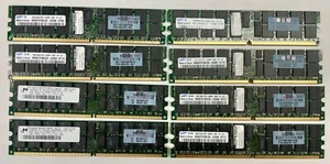 LOT 8x2GB 16GB HPE 405476-051 2GB DDR2-667Mhz REG ECC SAMSUNG/MICRON 432668-001 - Picture 1 of 6