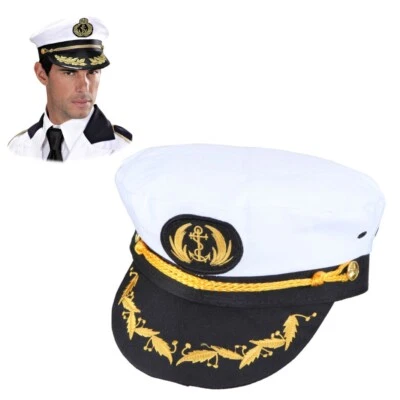 ORLOB KARNEVAL Kapitänsmütze Marine Mütze weiß Kapitän KW 56-60 cm für Herren Kostüm-Zubehör