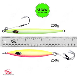 2pcs Fish WOW 250g Slow Pitch Jig + 200g Fast jigging Fishing fall vertical Glow - Picture 1 of 12