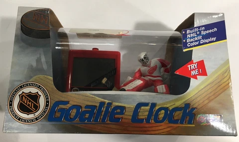 1990s NHL DETROIT RED WINGS GOALIE DIGITAL ALARM CLOCK W/ SPEECH BUTTON NIB Cover