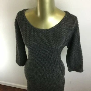 VITTADINI Round Neck Gray Merino Wool & Cashmere Knitted Dress Women's Size S - Picture 1 of 11