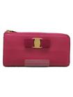 Salvatore Ferragamo L Zipper Long Wallet Leather PNK Solid Color Women's