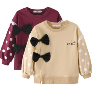 Baby Toddler Girls Cute Bowknot Sweatshirts Long Sleeve Top T-Shirt Jumper - Picture 1 of 15